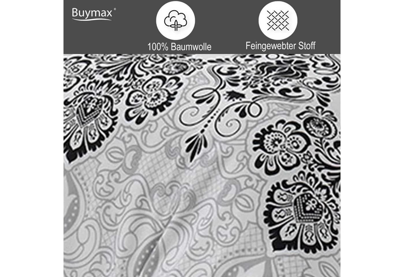 Buymax Wendebettwäsche 100% Baumwolle Weiß Grau - Bild 3