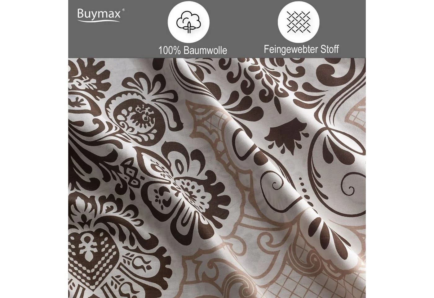 Buymax Wendebettwäsche 100% Baumwolle Weiß Beige Renforcé - Bild 3