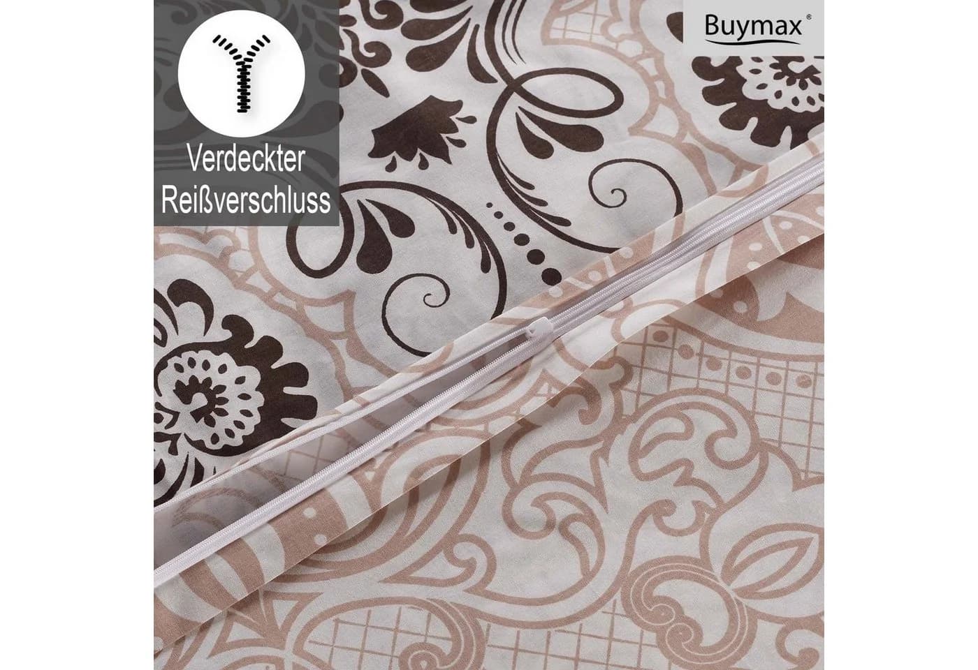 Buymax Wendebettwäsche 100% Baumwolle Weiß Beige Renforcé - Bild 4