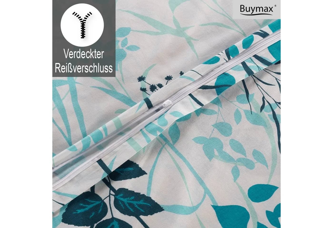 Buymax Bettwäsche Blue Garden 2-tlg. 100% Baumwolle Blumen Weiß Blau - Bild 4