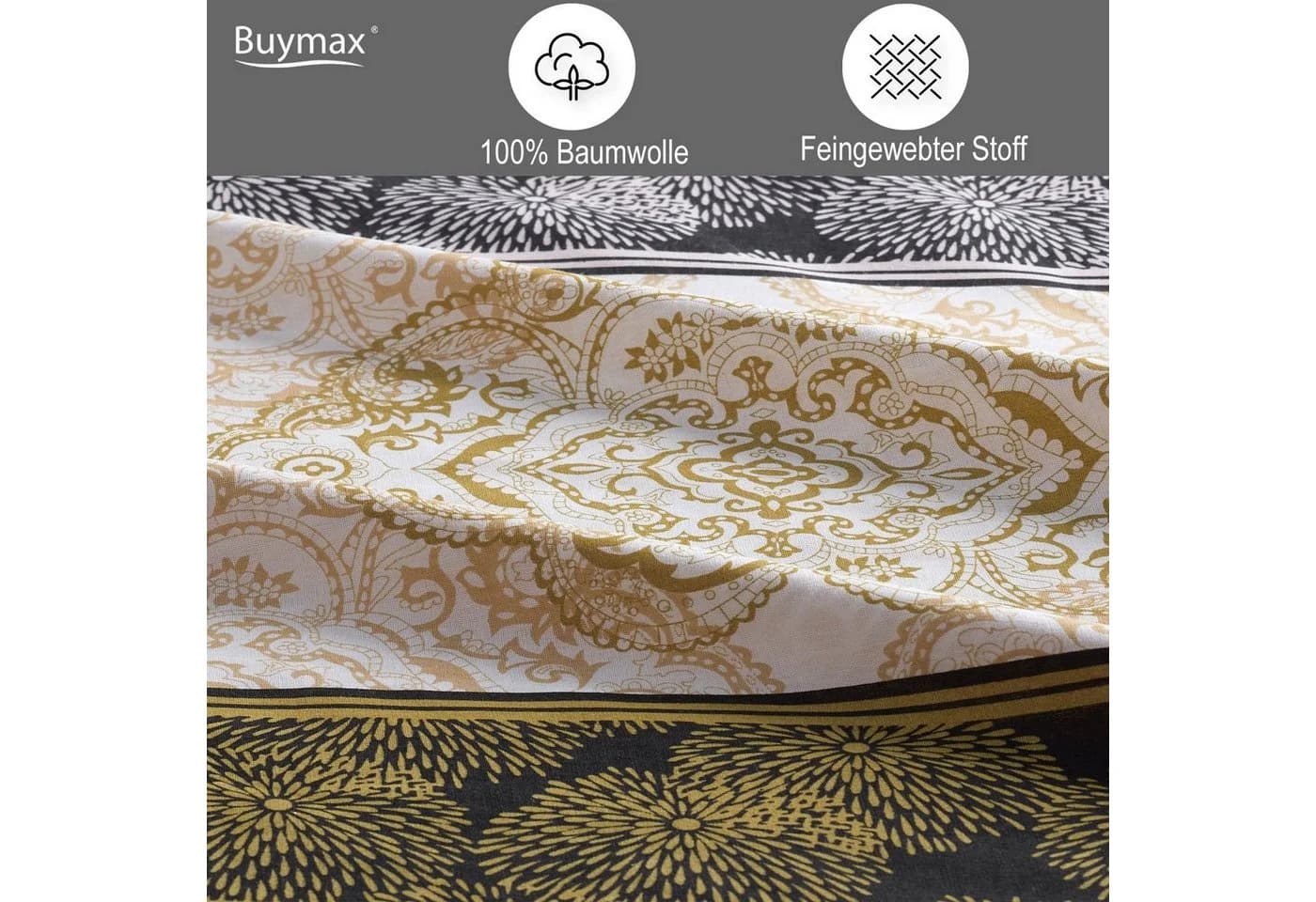 Buymax Bettwäsche Elada 100% Baumwolle Renforcé Gold 2-teilig - Bild 3