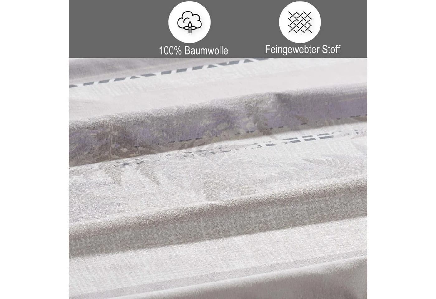 Buymax Bettwäsche Luxury Renforcé 2-teilig 100% Baumwolle 155x220 cm Reißverschluss gestreift Lila - Bild 3