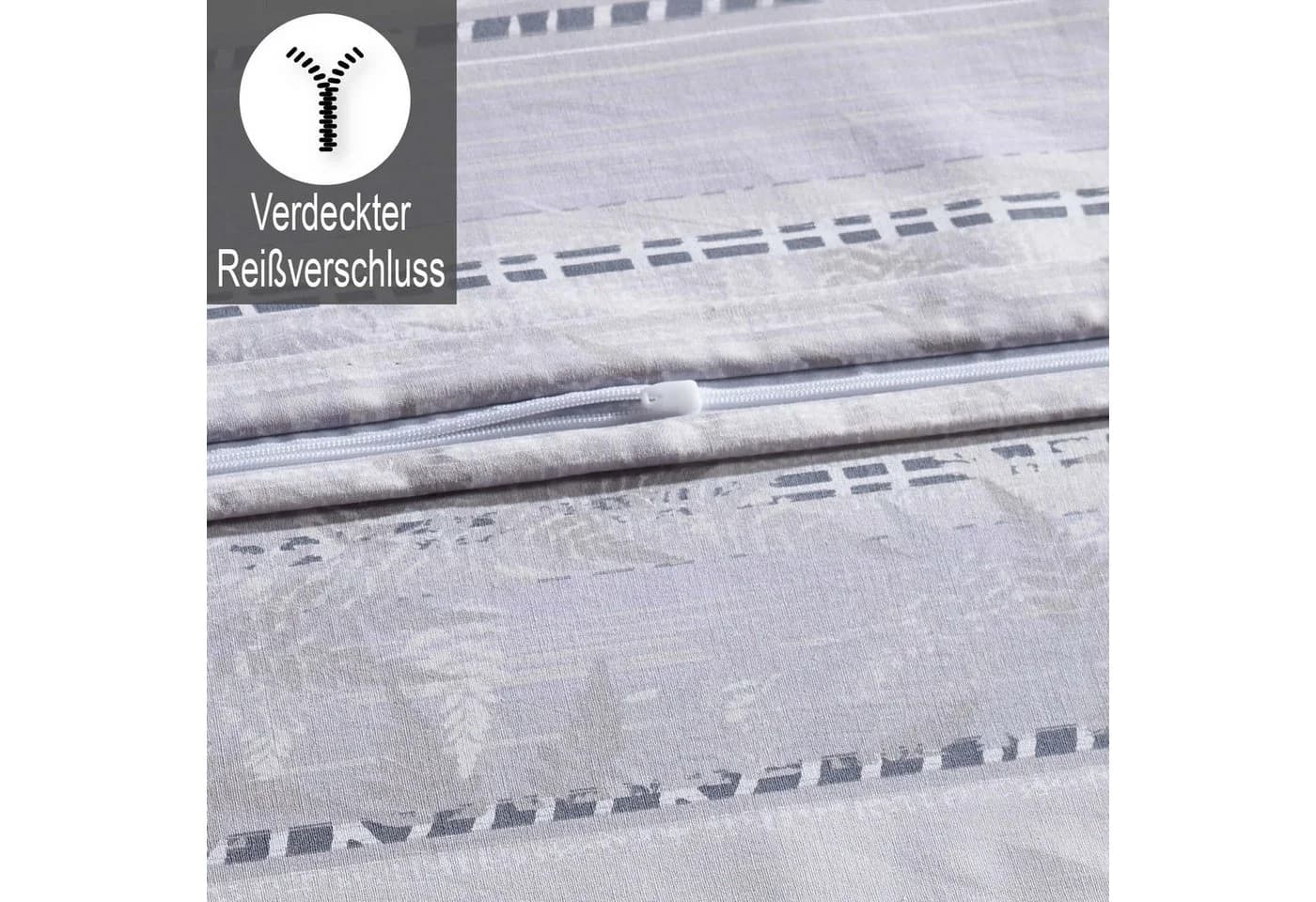 Buymax Bettwäsche Luxury Renforcé 2-teilig 100% Baumwolle 155x220 cm Reißverschluss gestreift Lila - Bild 4