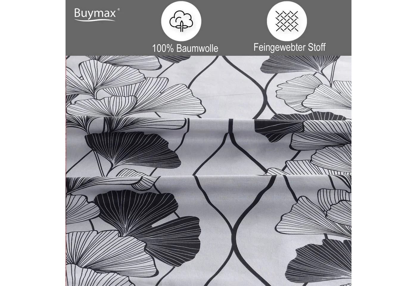 Buymax Bettwäsche Cornelia 3-tlg. 100% Baumwolle Grau Schwarz Blumen - Bild 3