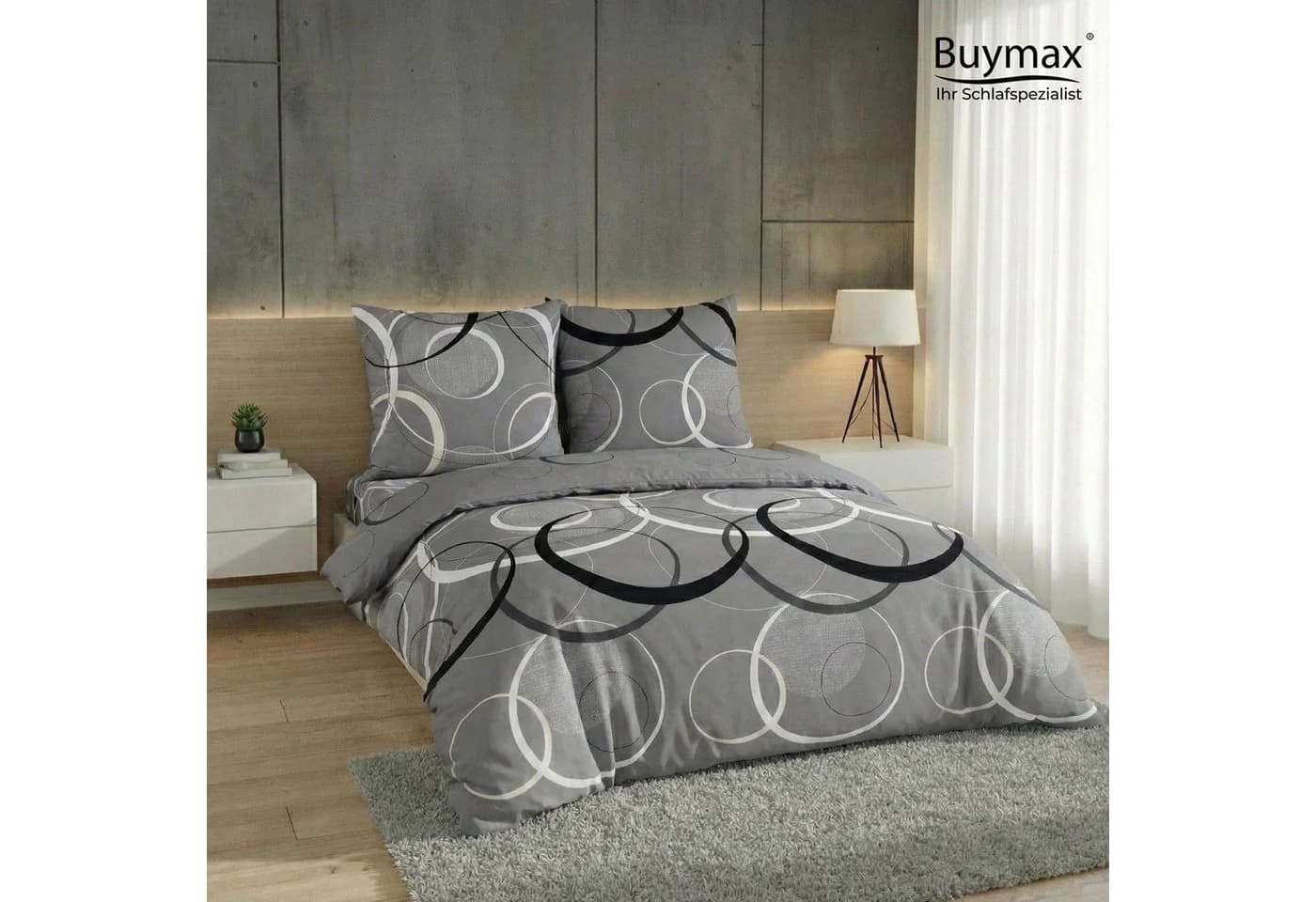 Buymax Bettwäsche Wave 2-teilig Grau-Schwarz 100% Baumwolle Renforcé