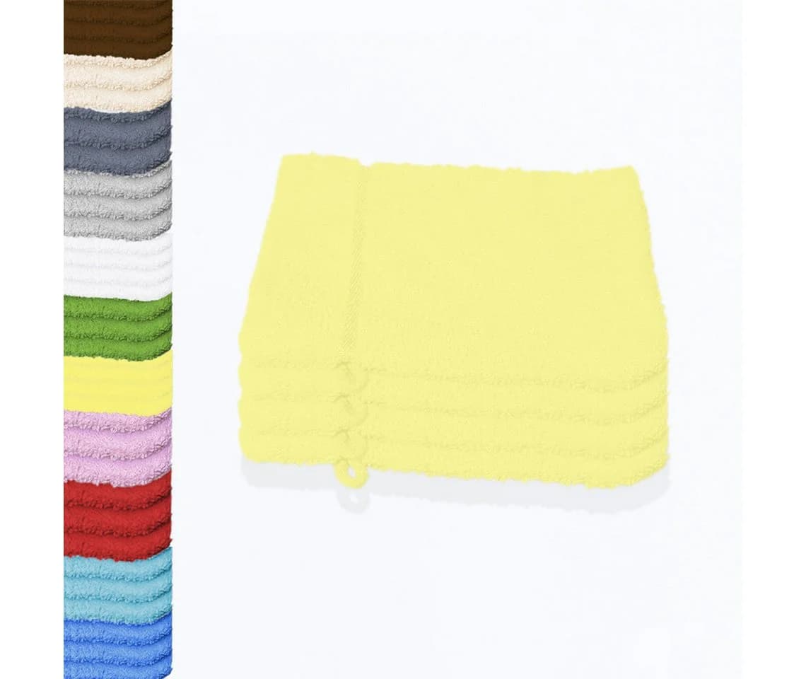 Buymax Premium Waschhandschuh Set 12-tlg. 100% Baumwolle Gelb
