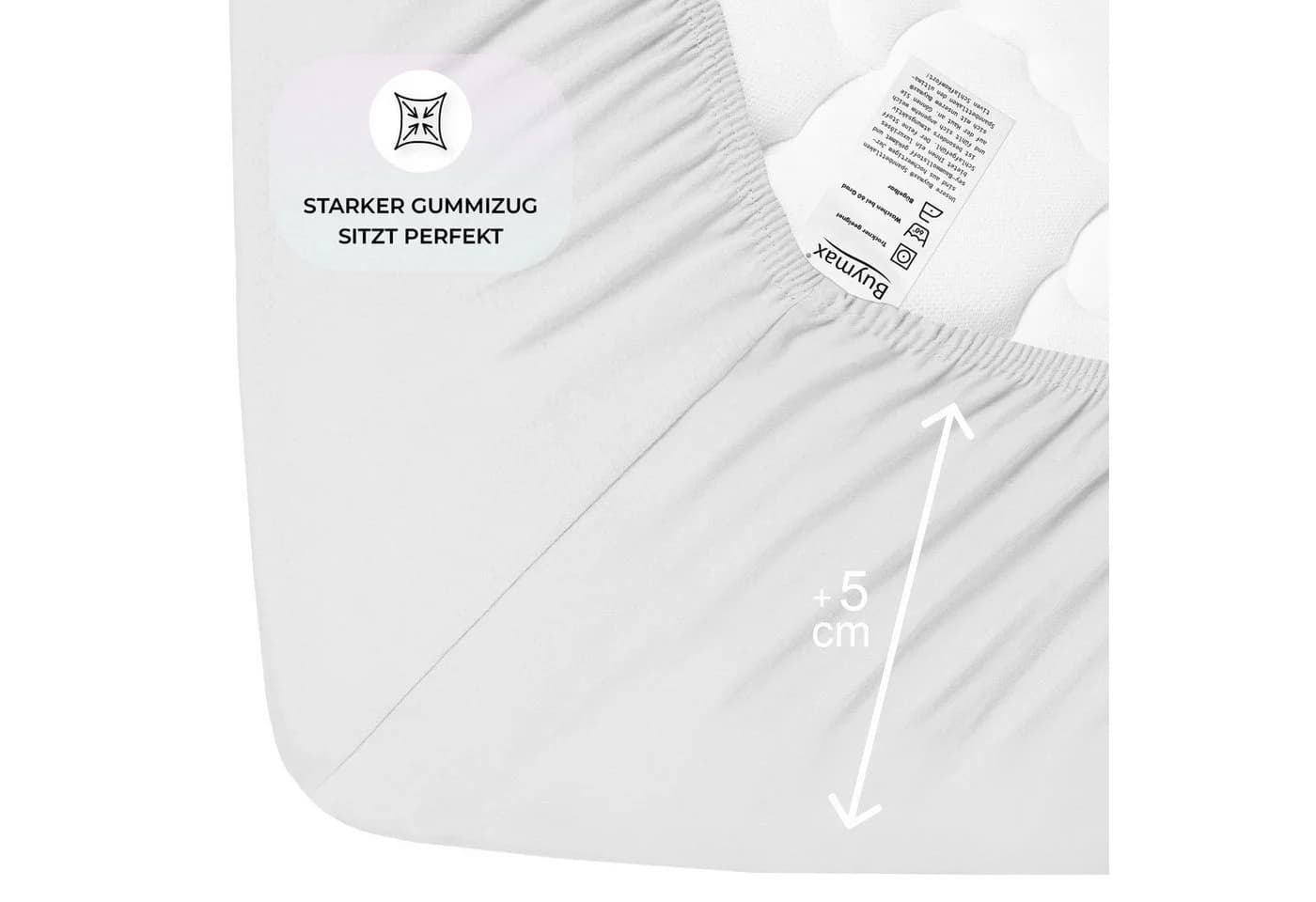 Buymax Spannbettlaken Topper Jersey 100% Baumwolle Weiß - Bild 4