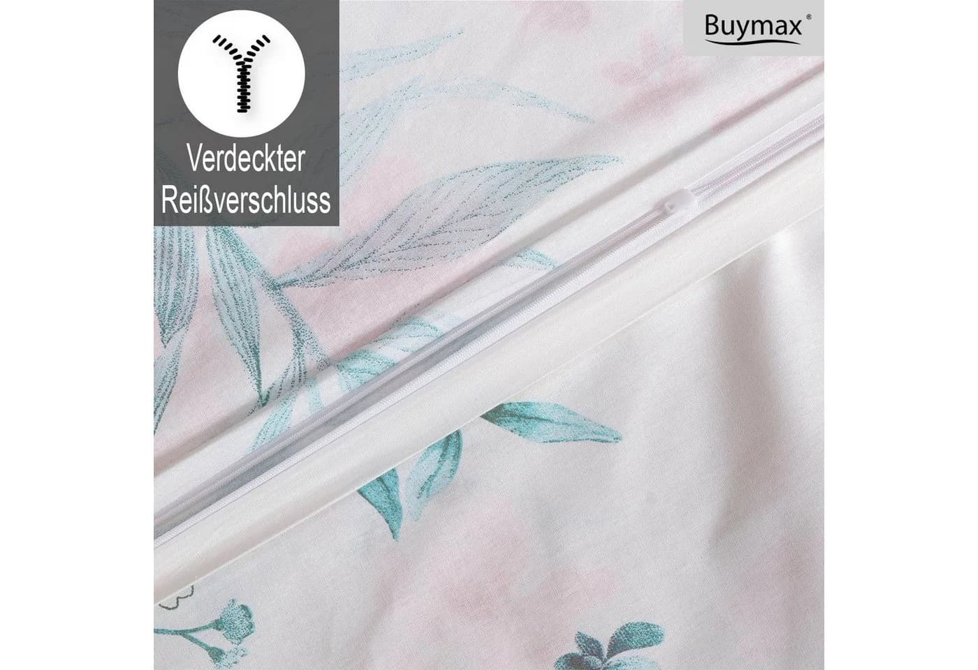 Buymax Bettwäsche Vilatis Renforce Baumwolle 2-teilig Bettbezug-Set 155x220 cm Reißverschluss Schmetterling Weiß Rosa - Bild 4