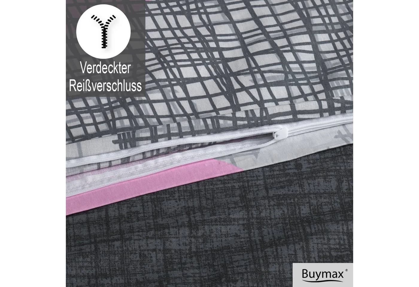 Buymax Bettwäsche Jadore 2-tlg. Grau-Rosa 100% Baumwolle Renforcé - Bild 3
