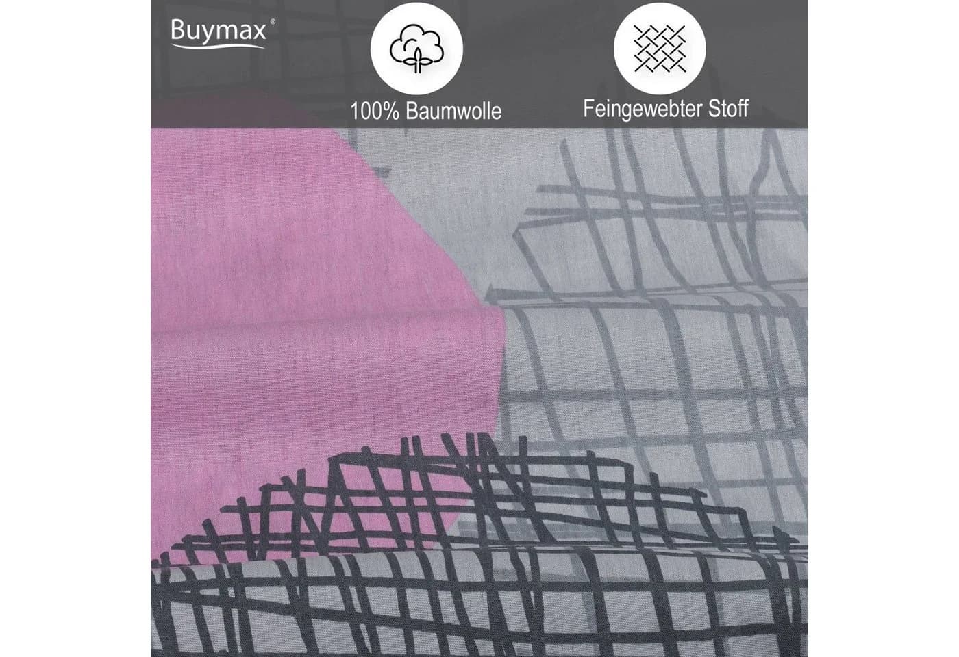 Buymax Bettwäsche Jadore 2-tlg. Grau-Rosa 100% Baumwolle Renforcé - Bild 4