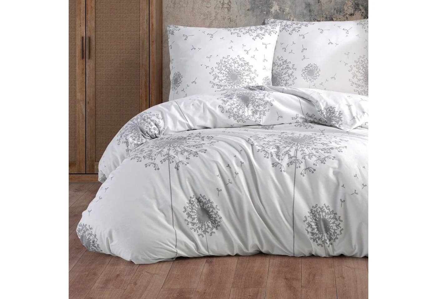 Buymax Bettwäsche Willow 2-teilig 100% Baumwolle Weiß Grau - Bild 2