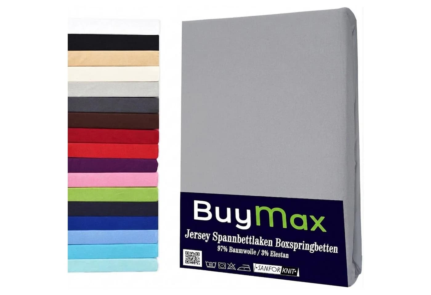 Buymax Spannbettlaken Jersey Silber 97% Baumwolle - Bild 2