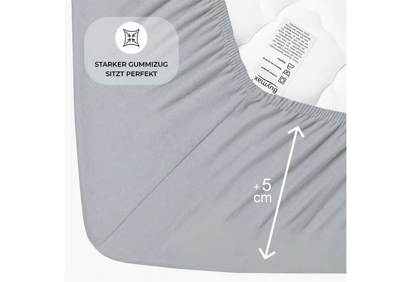 Buymax Spannbettlaken Jersey Silber 97% Baumwolle - Bild 4