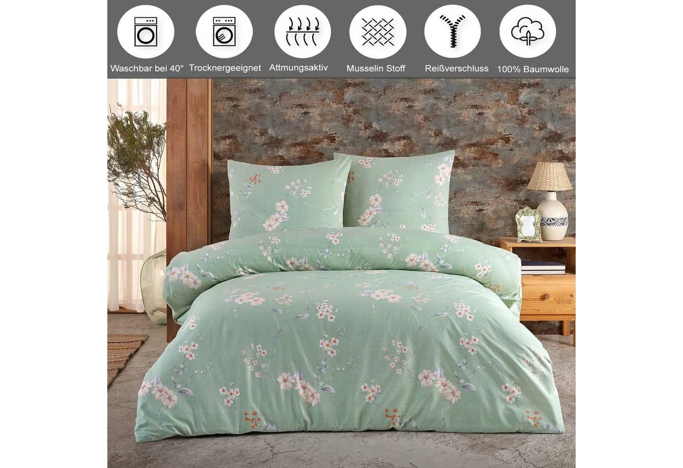 Buymax Bettwäsche-Set Adalia 135x200 cm 100% Baumwolle