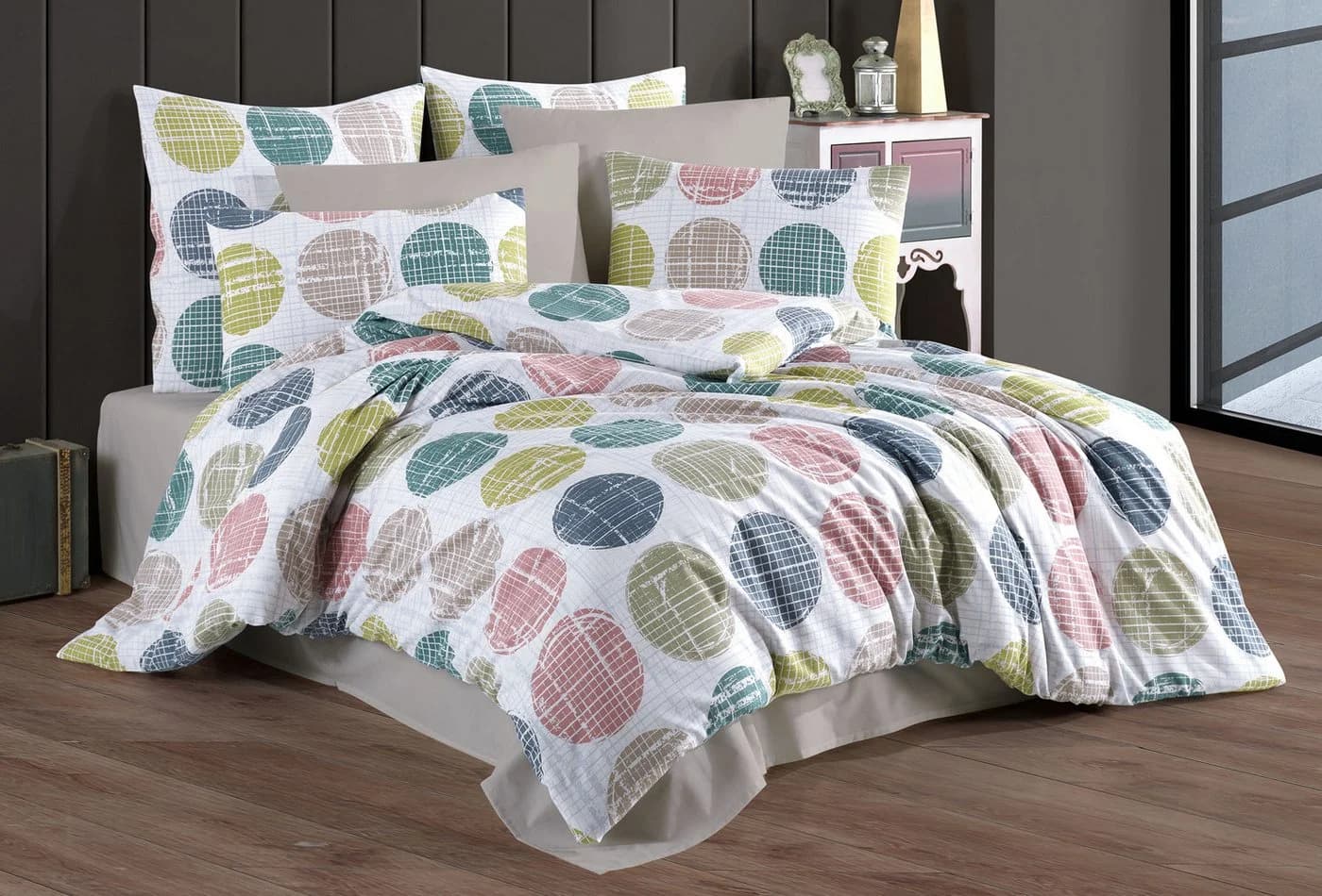 Buymax Bettwäsche Sueno 3-teilig 100% Baumwolle Renforcé Weiß Bunt - Bild 2