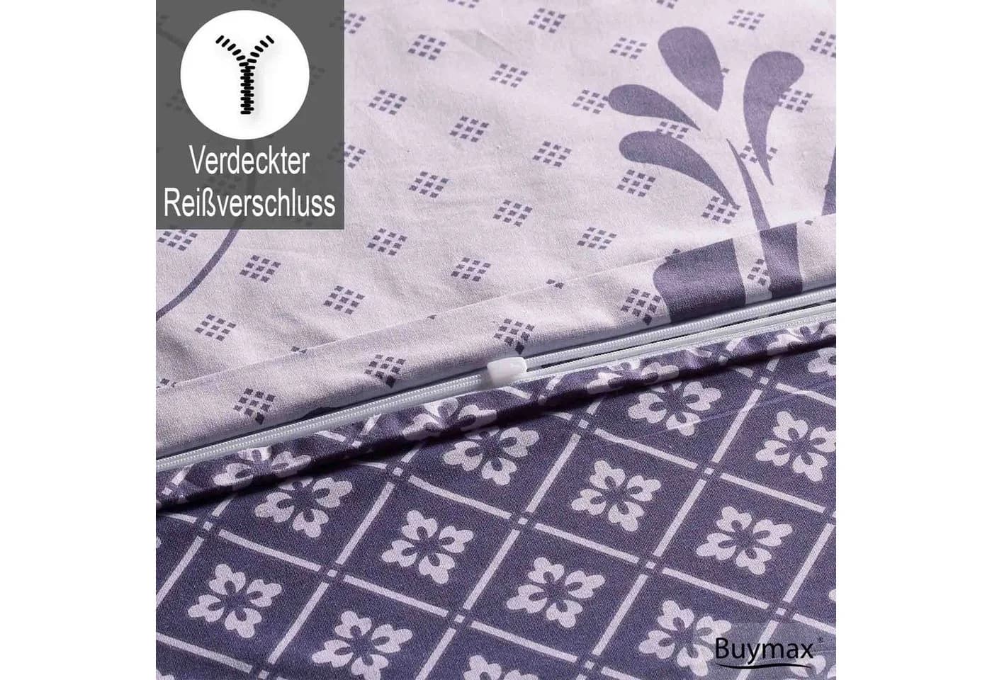 Buymax Wendebettwäsche 100% Baumwolle Renforcé Violett Lila Floral Barock - Bild 4