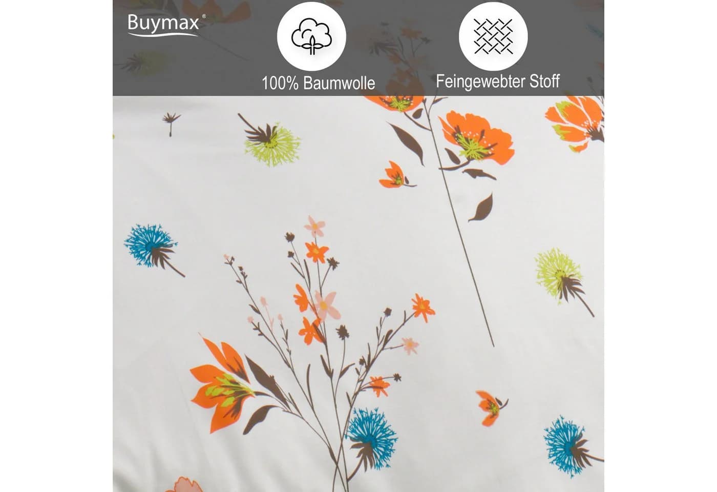 Buymax Bettwäsche Renforcé 100% Baumwolle Weiß 2-teilig - Bild 3