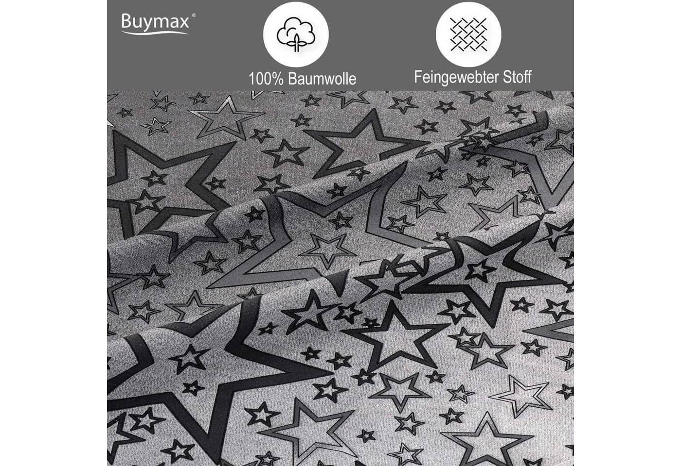 Buymax Bettwäsche Set 155x220 cm Baumwolle Sterne Weiß Grau - Bild 3
