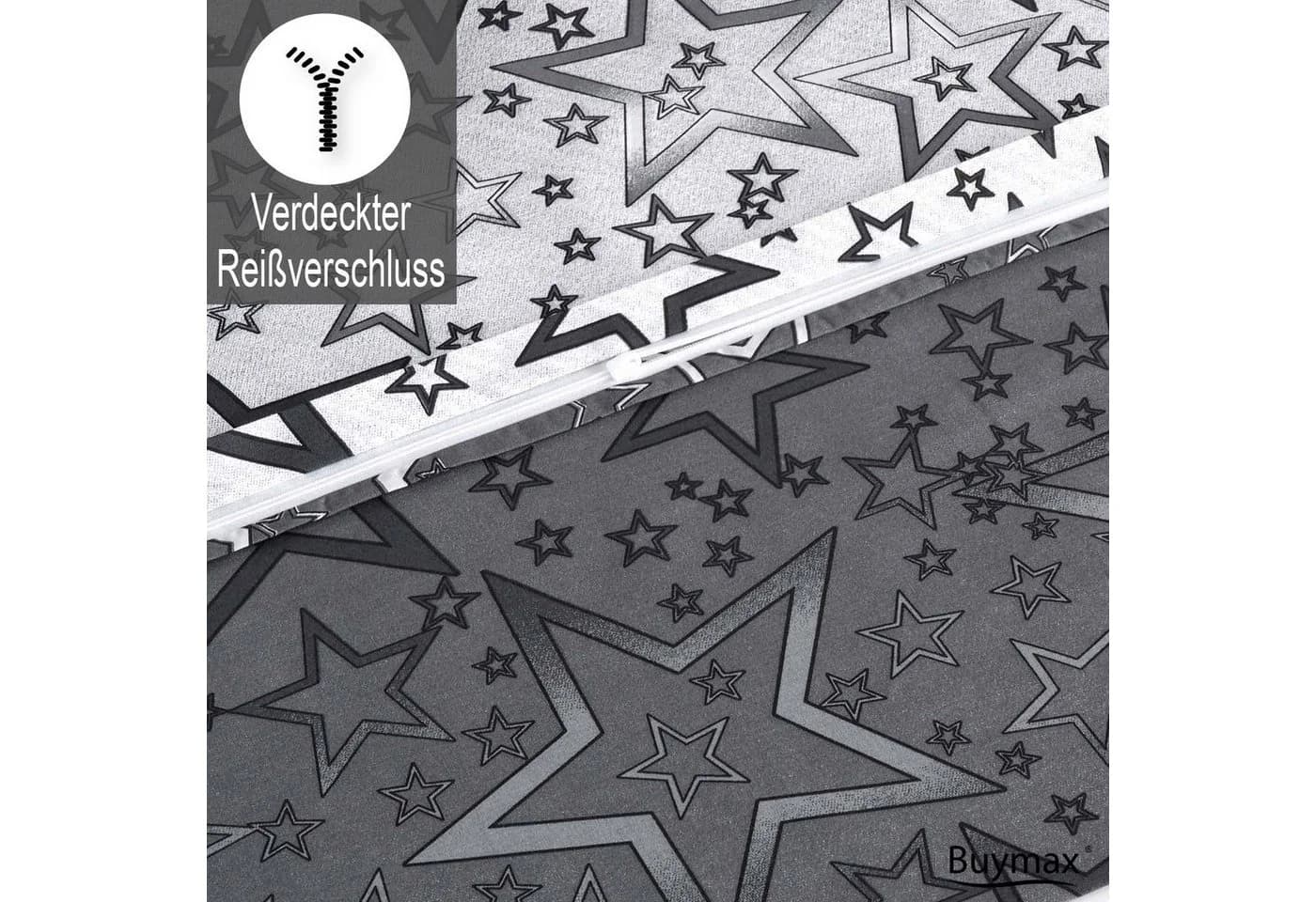 Buymax Bettwäsche Set 155x220 cm Baumwolle Sterne Weiß Grau - Bild 4