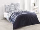 Buymax Wendebettwäsche 3-teilig Renforcé Baumwolle 200x220 cm Weiß Blau Bild 2