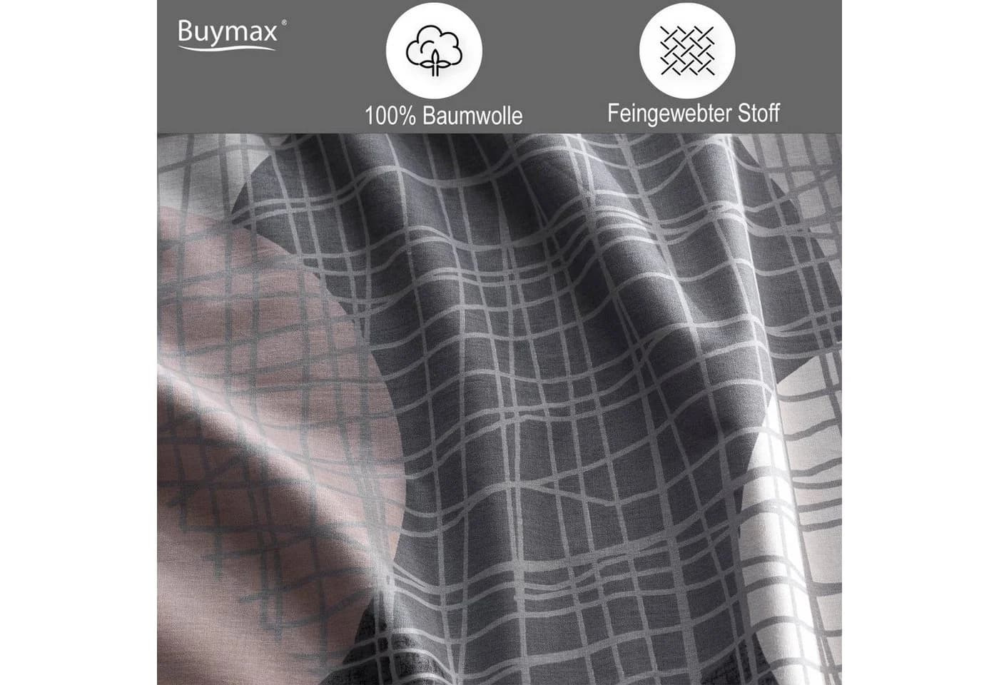 Buymax Bettwäsche Jadore 2-teilig 100% Baumwolle Renforcé Grau - Bild 3