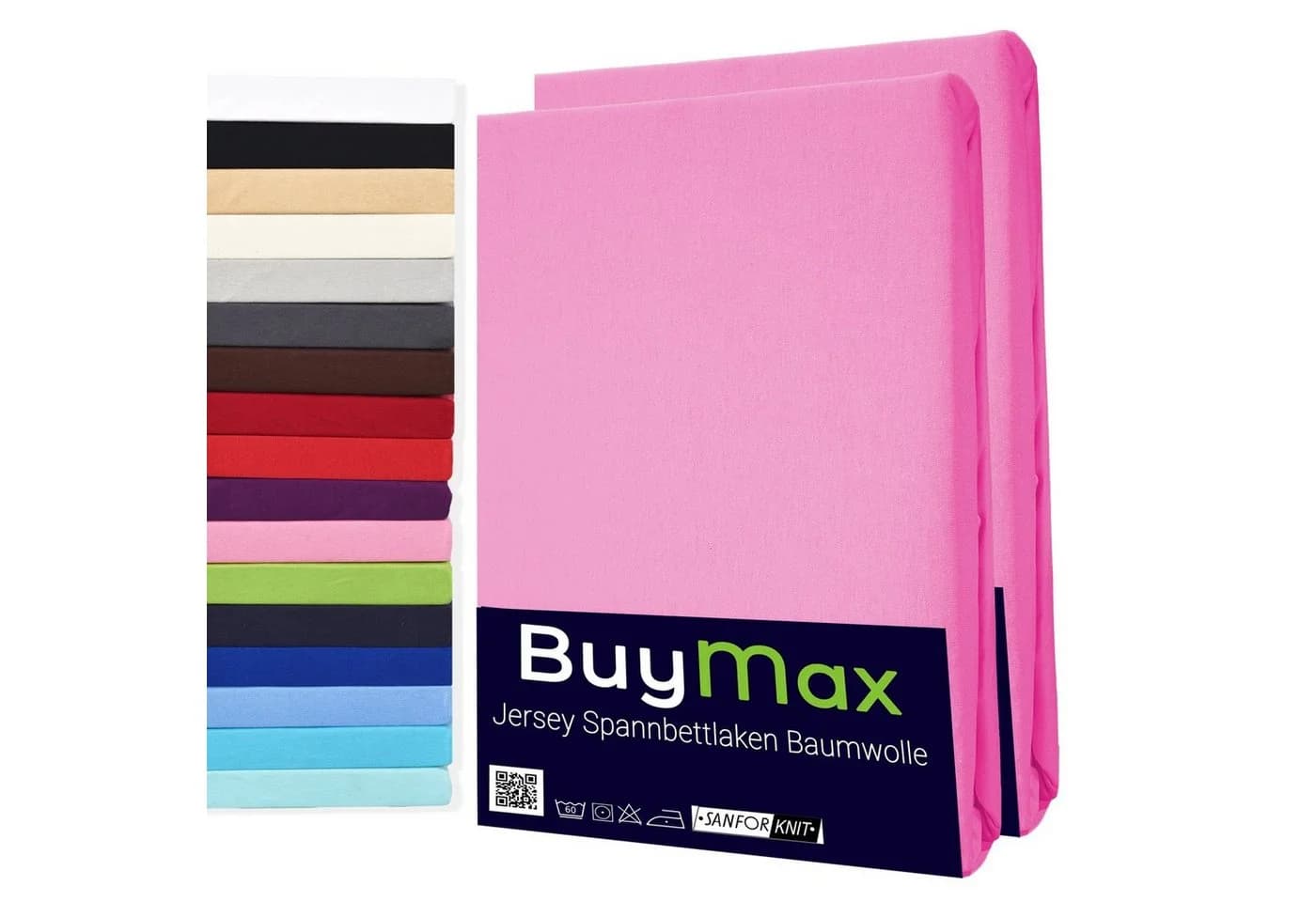 Buymax Spannbettlaken 2-er Set 100% Baumwolle Jersey Rosa - Bild 2