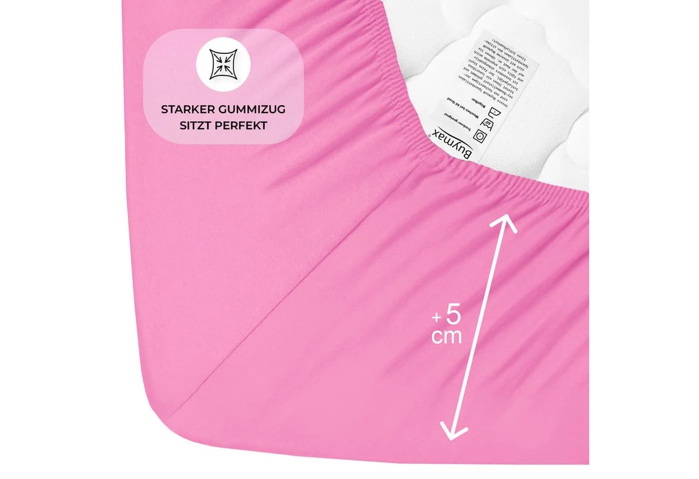 Buymax Spannbettlaken 2-er Set 100% Baumwolle Jersey Rosa - Bild 4