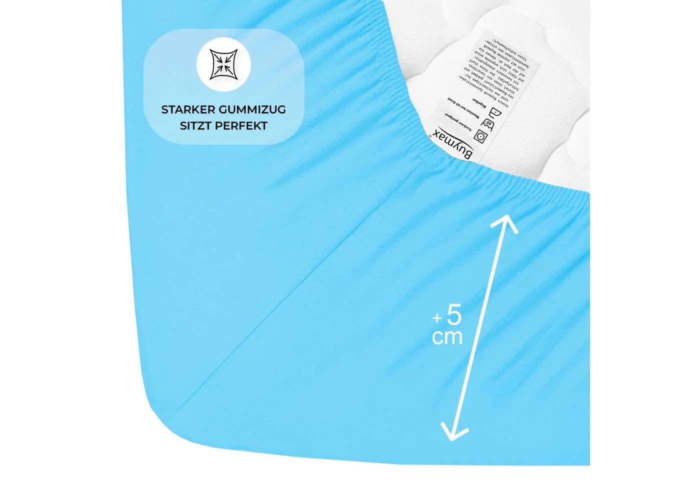Buymax Spannbettlaken 2-er Set Türkis 100% Baumwolle Jersey - Bild 4