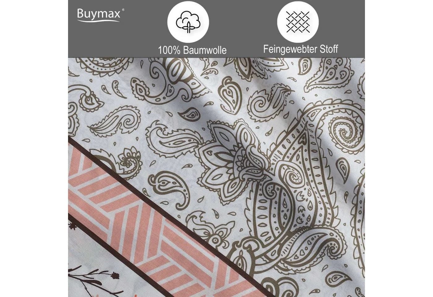 Buymax Bettwäsche Adalia 4-teilig 135x200 cm Baumwolle Blumen Weiß - Bild 3
