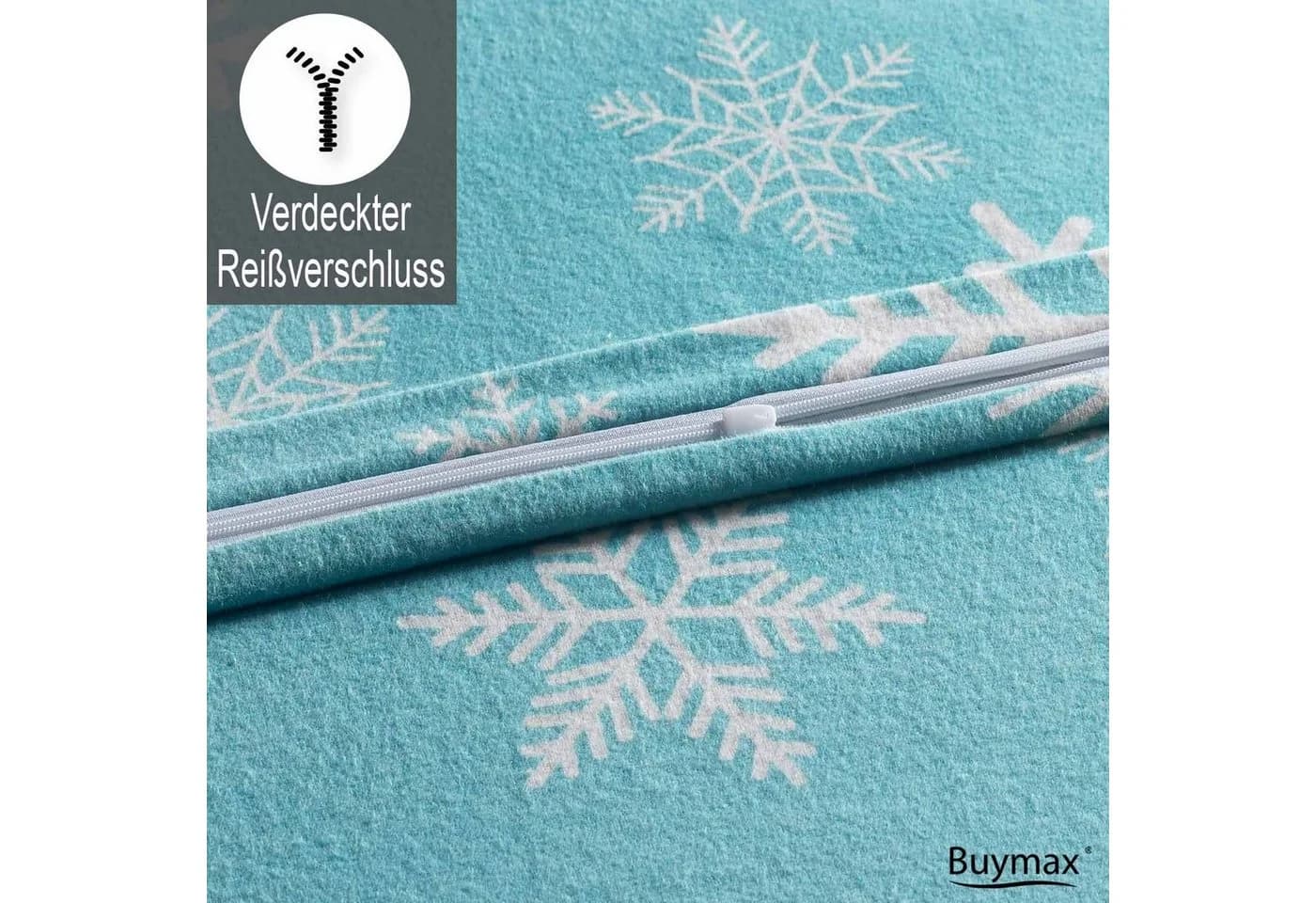 Buymax Biber Bettwäsche 2-teilig 135x200 cm Flanell 100% Baumwolle Winterbettwäsche mit Reißverschluss - Bild 4