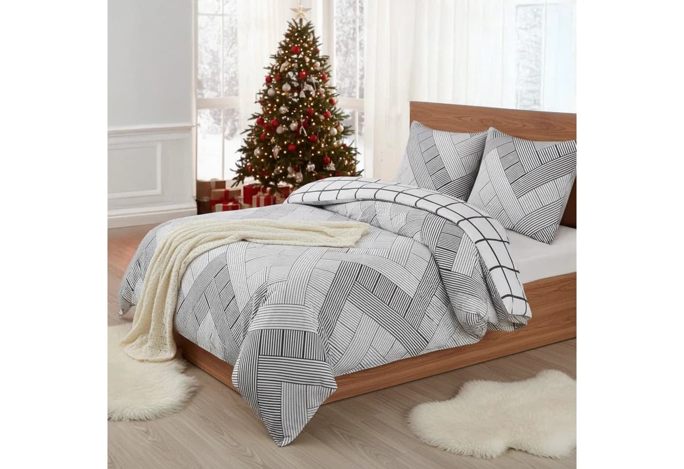 Buymax Biber Bettwäsche 2-teilig 135x200 cm Flanell 100% Baumwolle Winterbettwäsche mit Reißverschluss - Bild 2