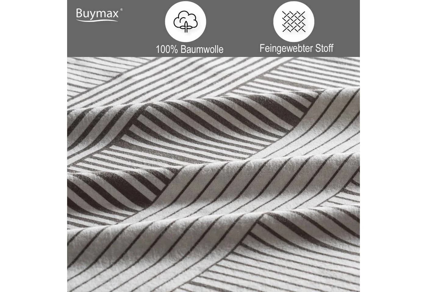Buymax Biber Bettwäsche 2-teilig 135x200 cm Flanell 100% Baumwolle Winterbettwäsche mit Reißverschluss - Bild 3