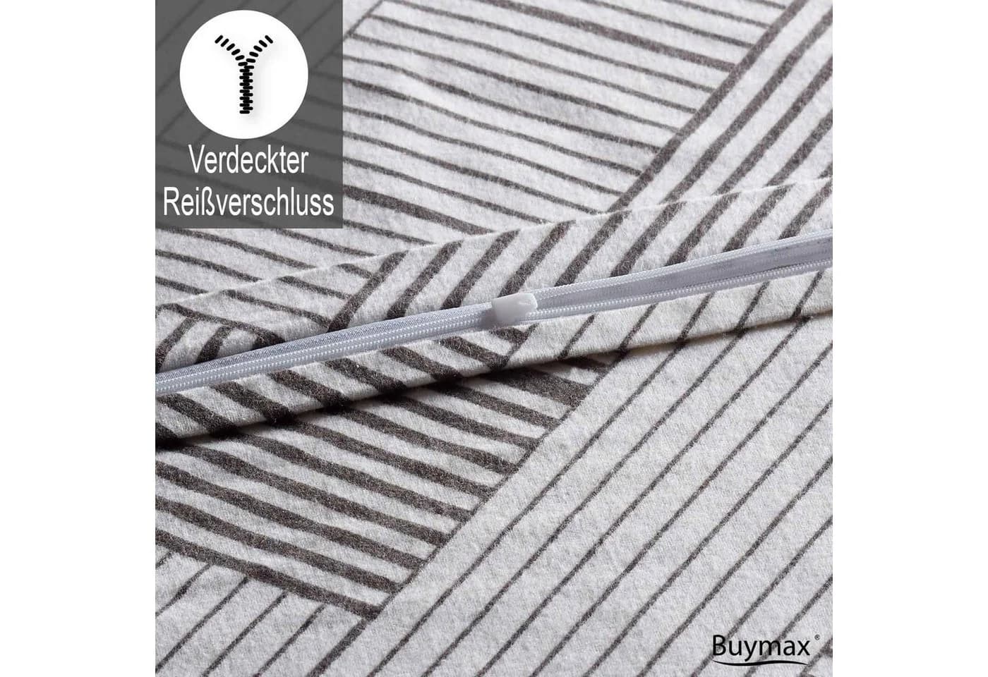 Buymax Biber Bettwäsche 2-teilig 135x200 cm Flanell 100% Baumwolle Winterbettwäsche mit Reißverschluss - Bild 4