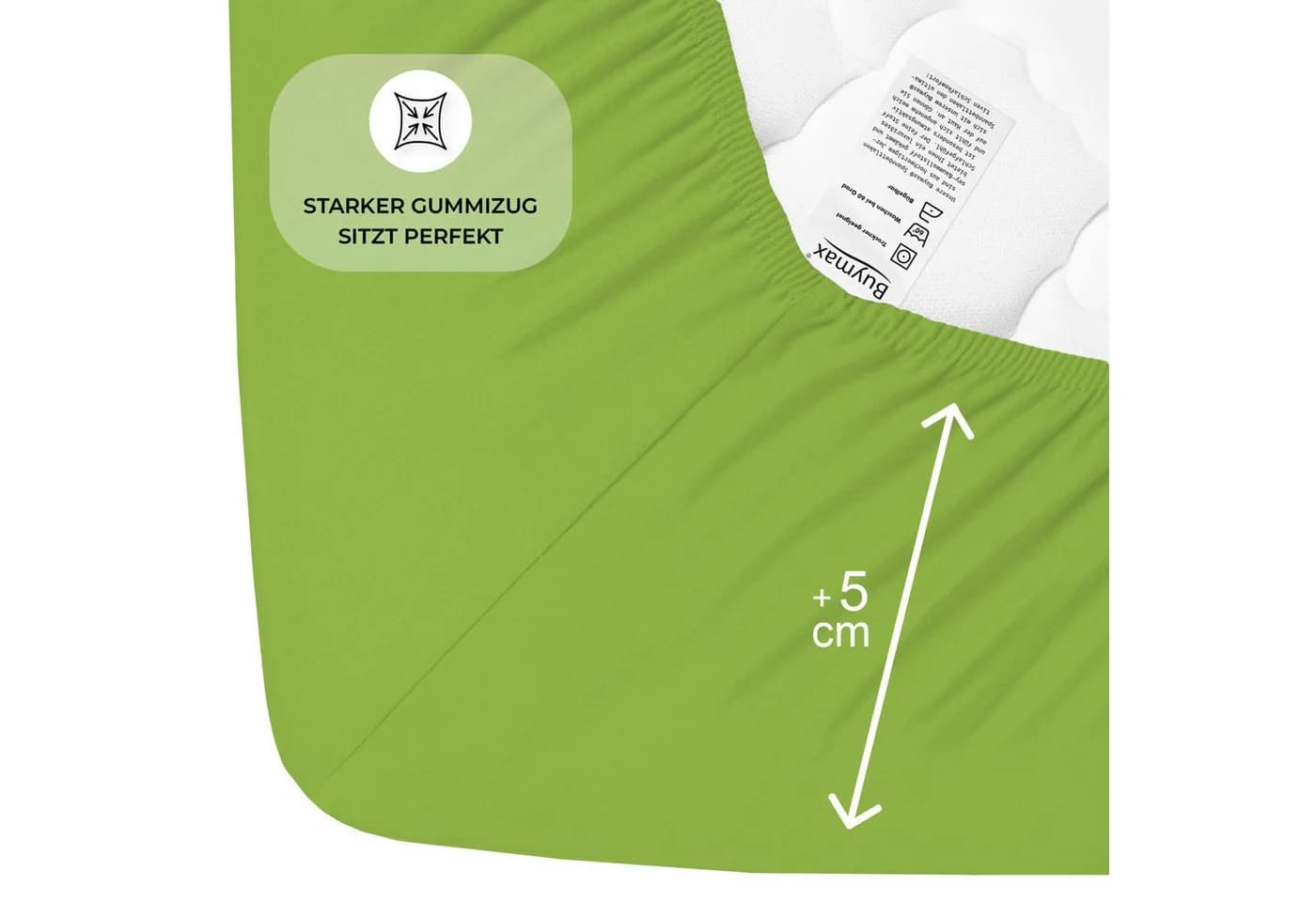 Buymax Spannbettlaken Topper 100% Baumwolle Jersey Grün - Bild 4