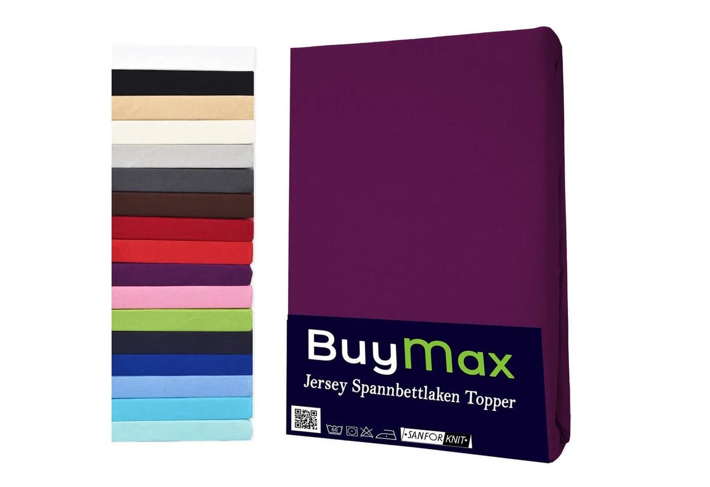 Buymax Spannbettlaken Topper Jersey 100% Baumwolle Aubergine - Bild 2