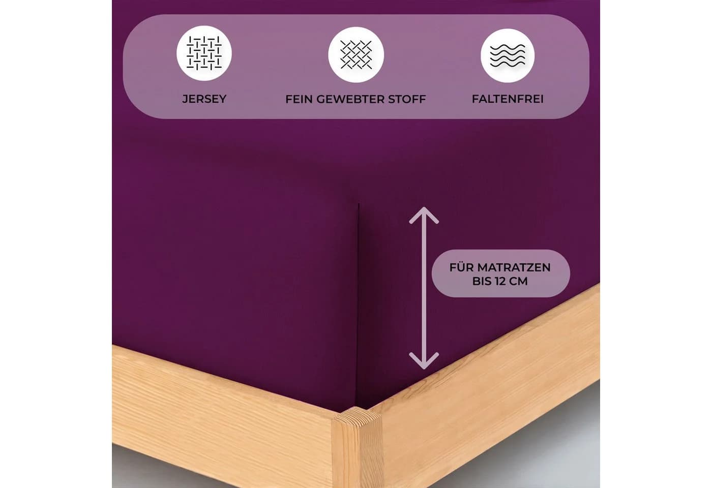 Buymax Spannbettlaken Topper Jersey 100% Baumwolle Aubergine - Bild 3
