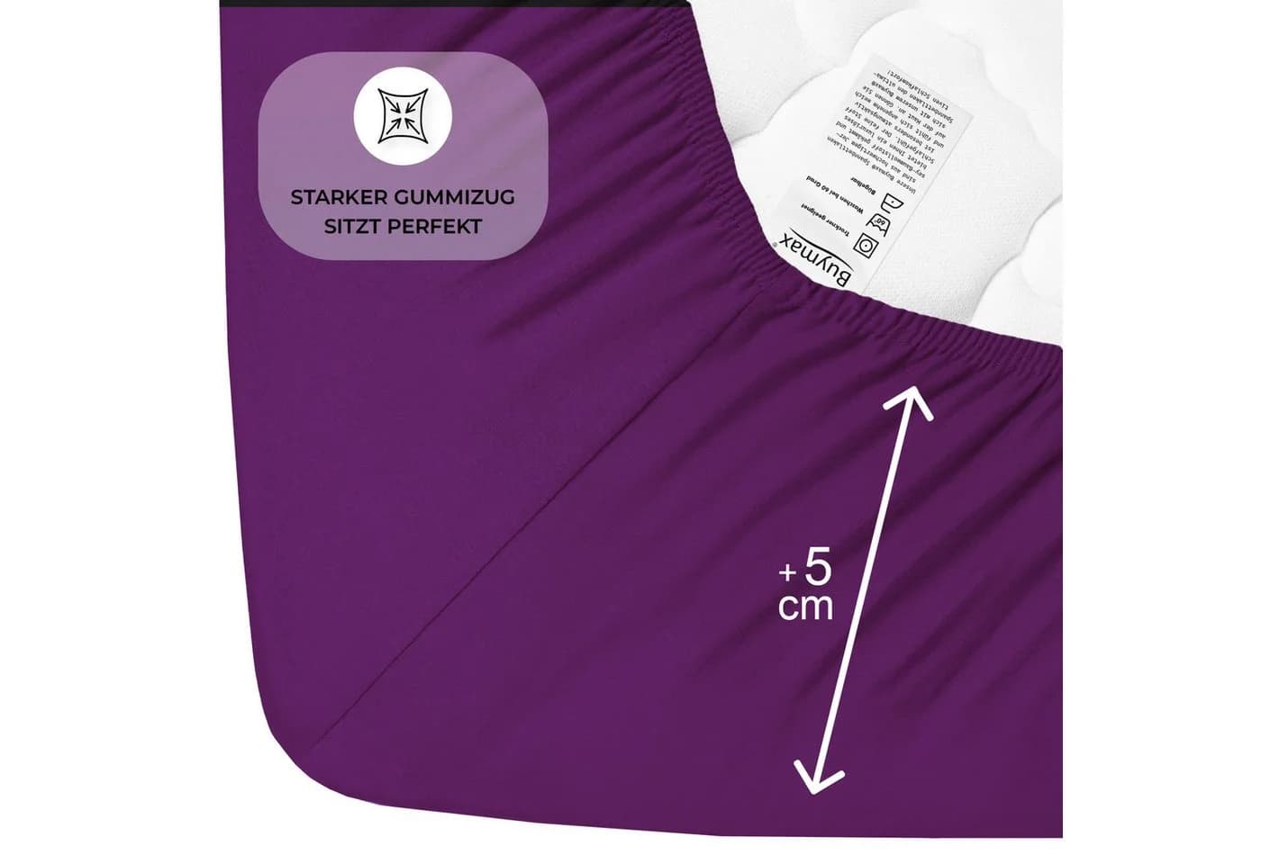 Buymax Spannbettlaken Topper Jersey 100% Baumwolle Aubergine - Bild 4