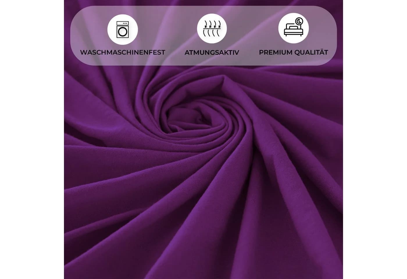 Buymax Spannbettlaken Topper Jersey 100% Baumwolle Aubergine - Bild 5