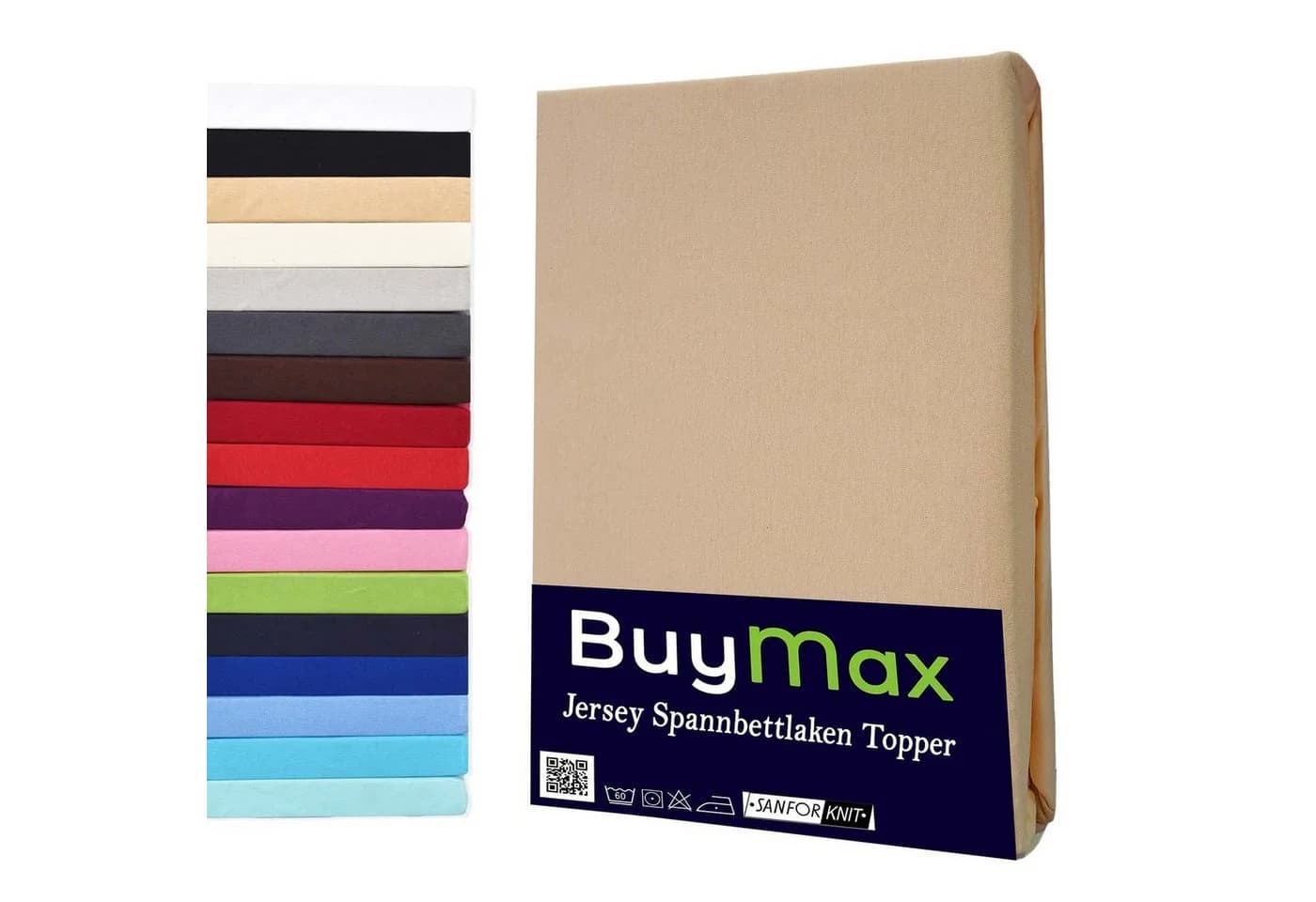 Buymax Spannbettlaken Topper 100% Baumwolle Jersey Beige - Bild 2