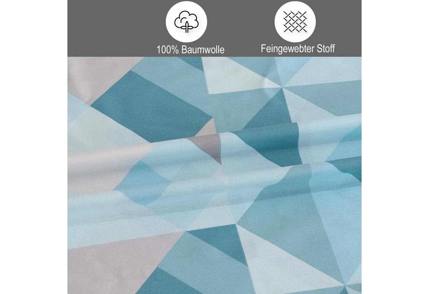Buymax Bettwäsche Almira Renforcé 100% Baumwolle 135x200 cm Blau - Bild 3