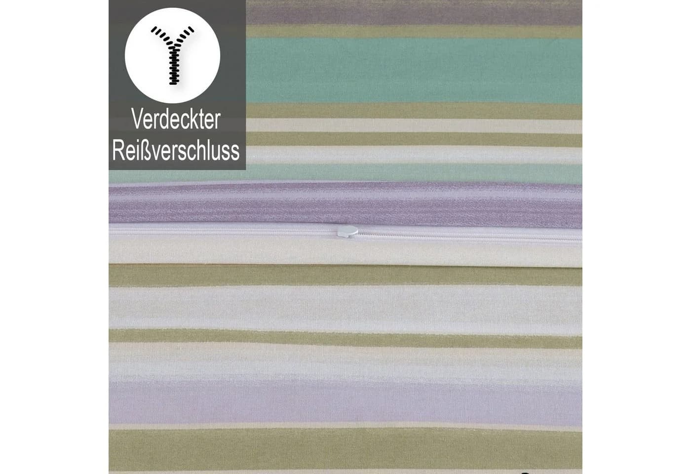 Buymax Bettwäsche Renforcé 2-tlg. 100% Baumwolle Mint-Flieder-Beige - Bild 5