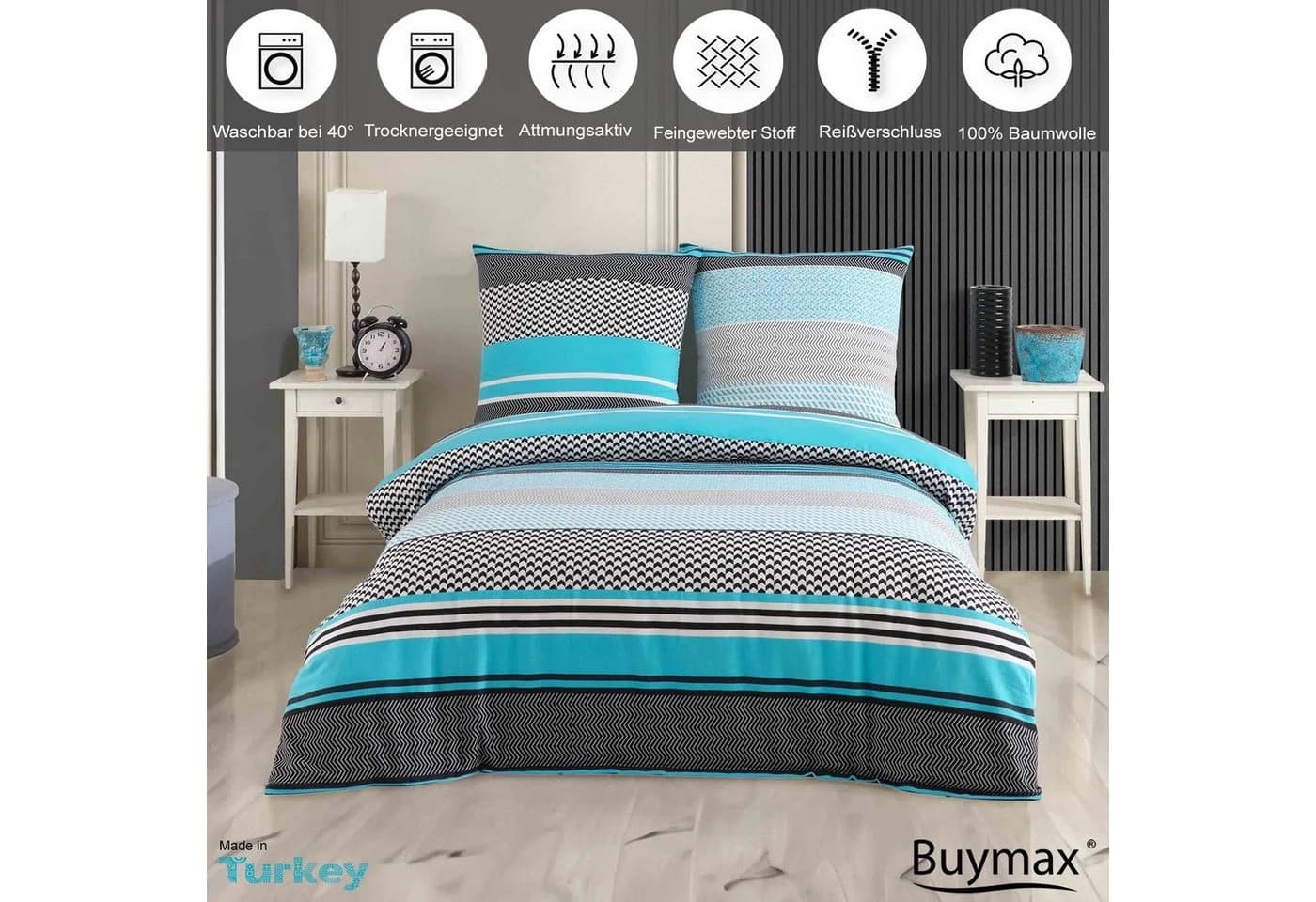 Buymax Bettwäsche Biber 2-teilig Flanell 100% Baumwolle Winterbettwäsche mit Reißverschluss