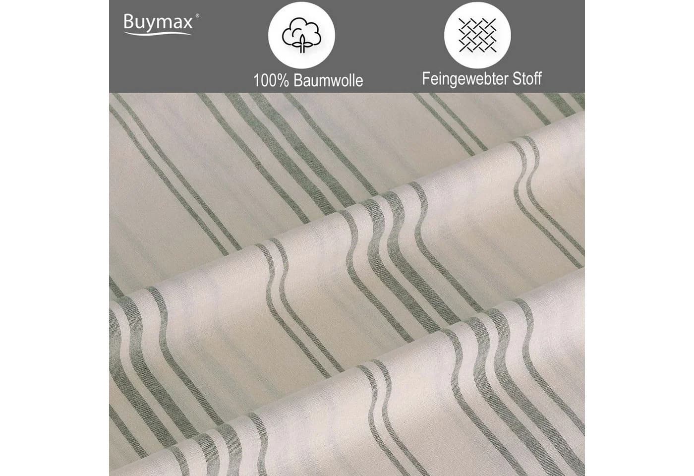 Buymax Bettwäsche Luxury Natur 100% Baumwolle Weiß-Grün Yarn Dyed - Bild 4