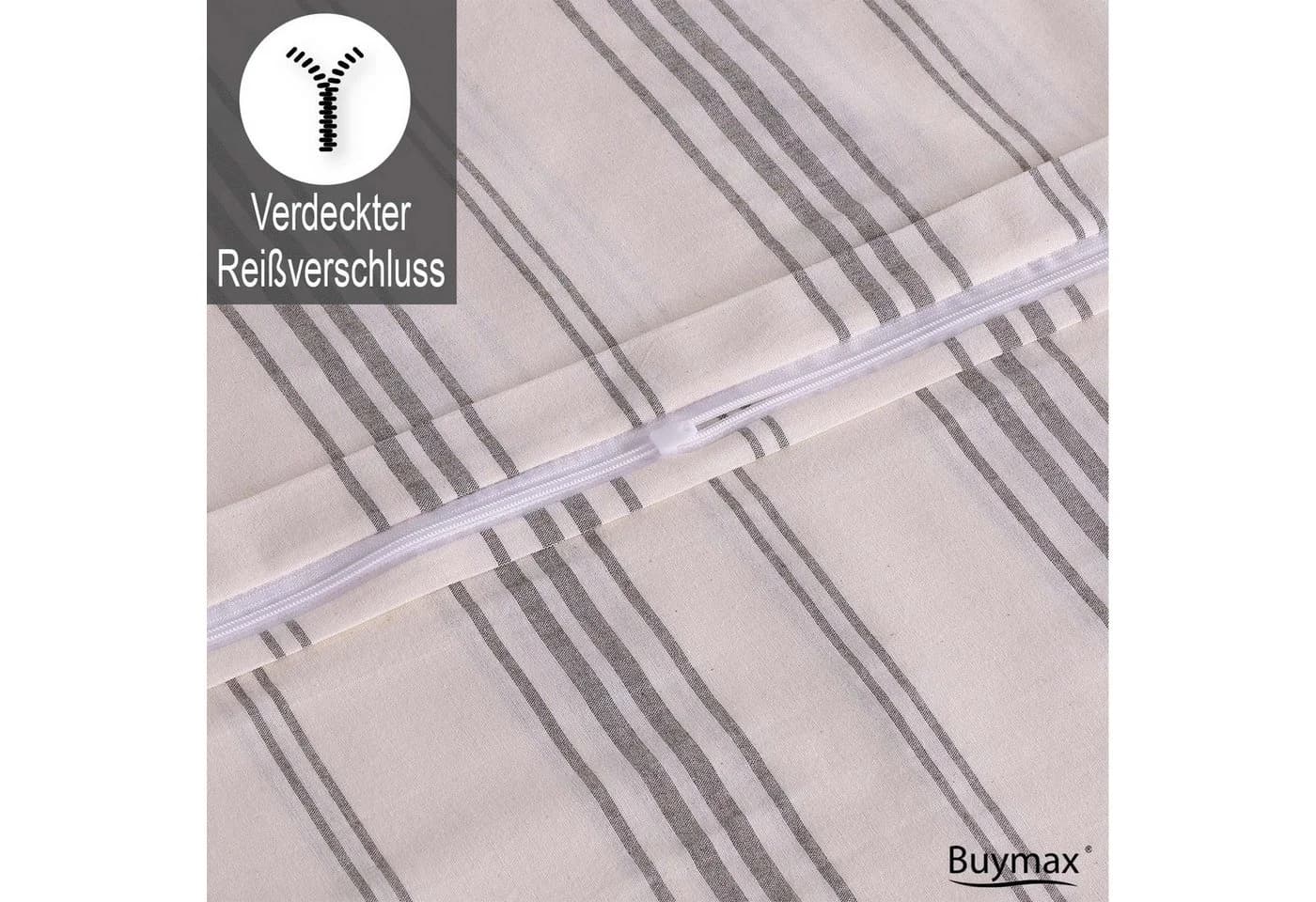 Buymax Bettwäsche Luxury Natur 100% Baumwolle Weiß-Grau Yarn Dyed - Bild 5
