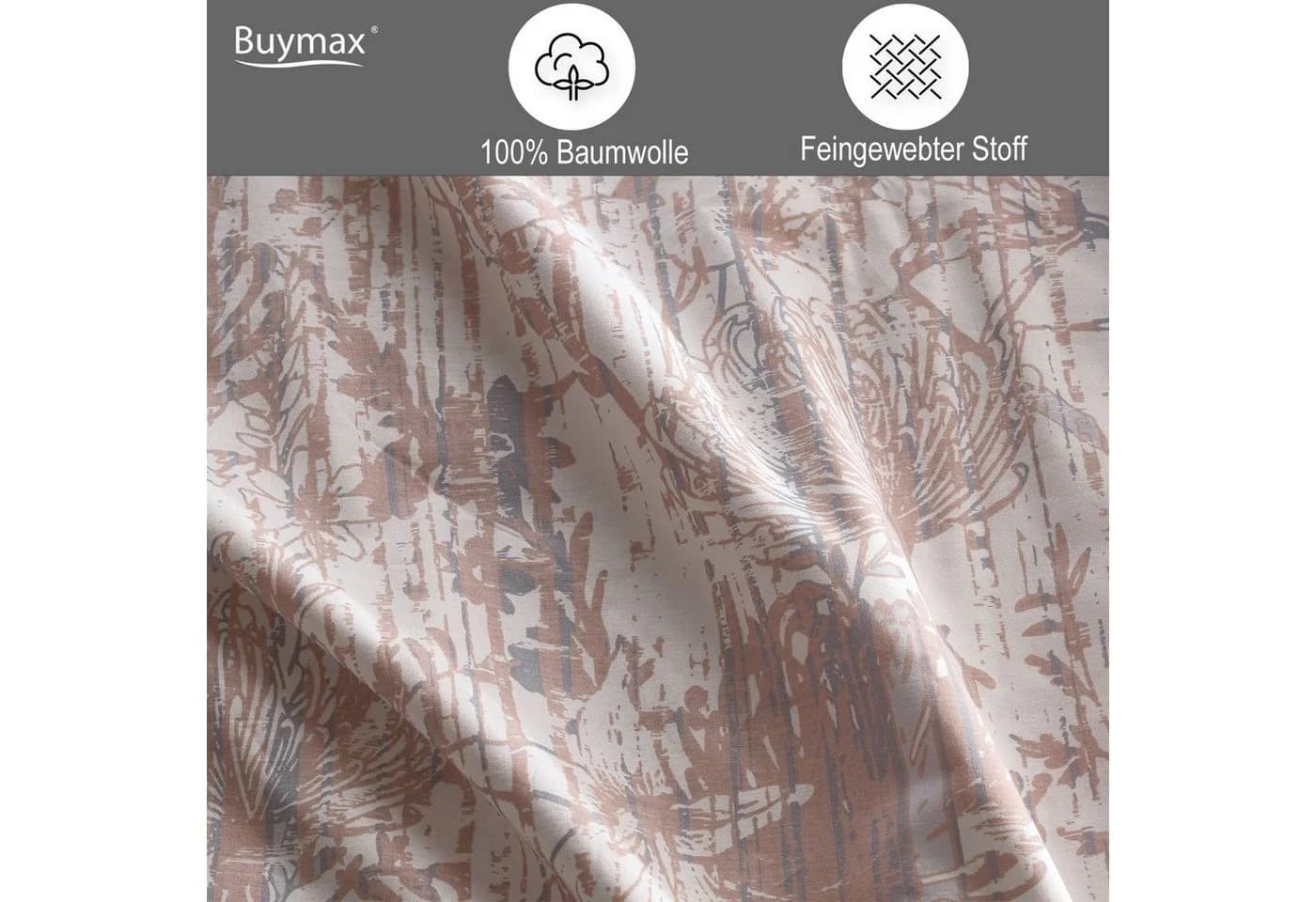 Buymax Bettwäsche Buena Wende-Bettwäsche Blumen Braun Weiß - Bild 3