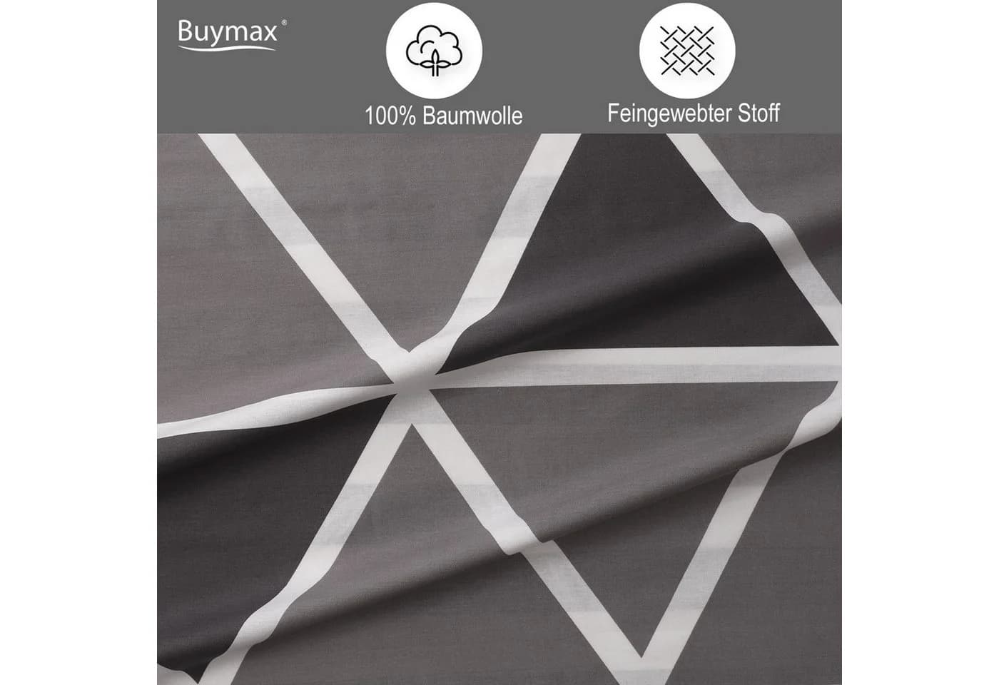 Buymax Bettwäsche Memento 100% Baumwolle Grau/Weiß - Bild 5