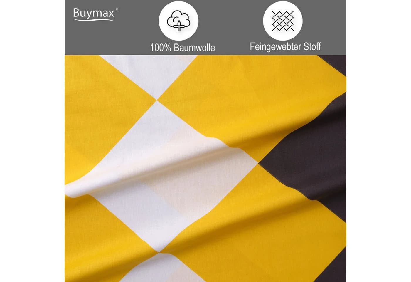 Buymax Bettwäsche Anaga 3-tlg. Gelb Karo Renforcé Baumwolle - Bild 5