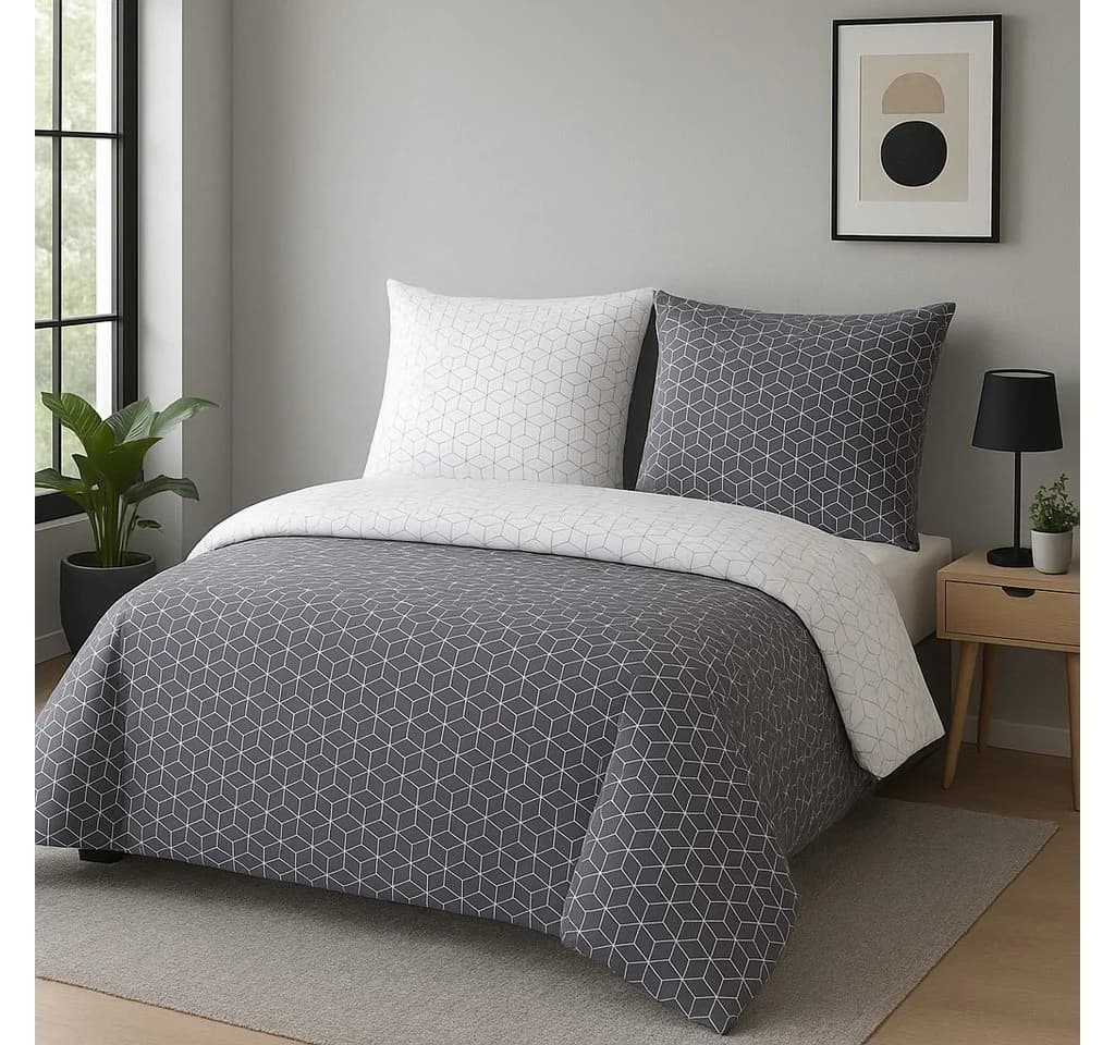 Buymax Bettwäsche Set Sillage 100% Baumwolle Grau/Weiß Modern Gestreift - Bild 2