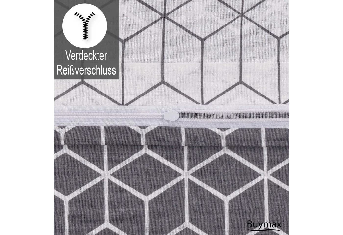Buymax Bettwäsche Set Sillage 100% Baumwolle Grau/Weiß Modern Gestreift - Bild 5