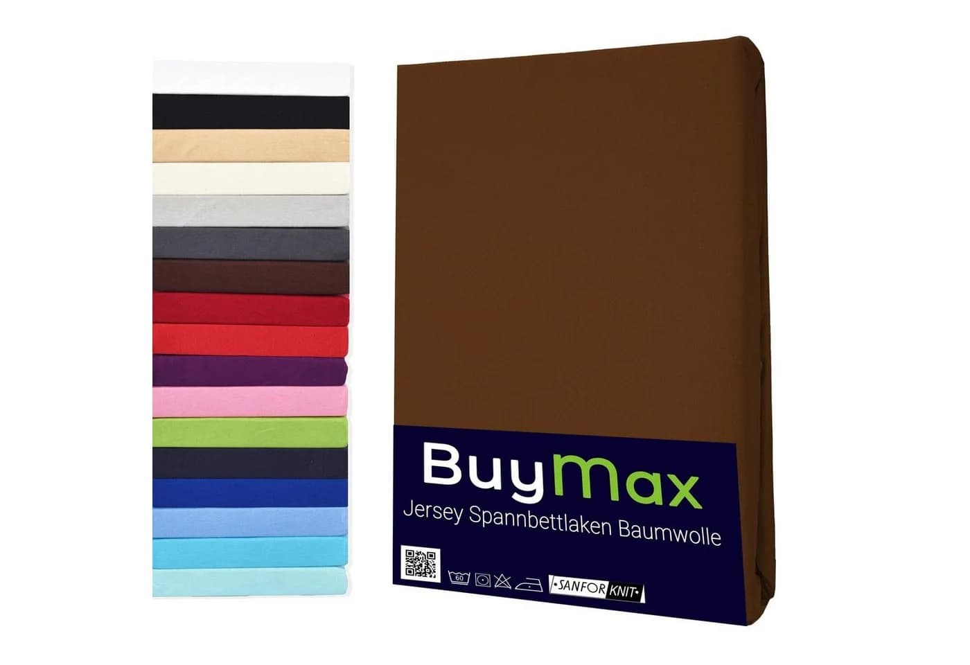 Buymax Spannbettlaken Jersey 100% Baumwolle Rundumgummi Braun - Bild 2